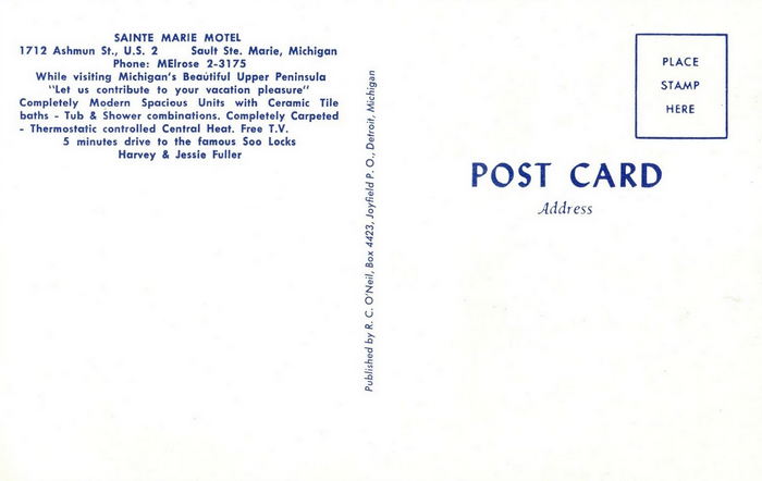 Sainte Marie Motel (Laker Inn) - Old Postcard View (newer photo)
